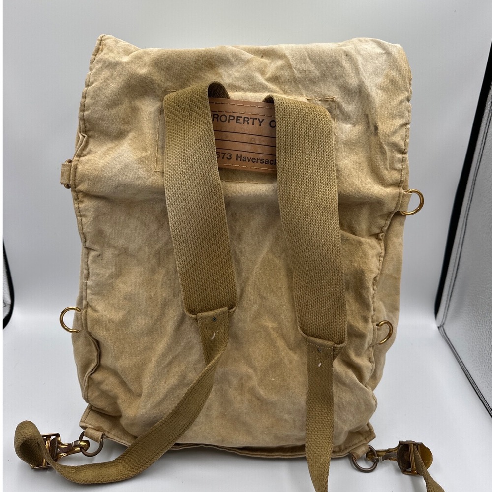 Vintage Boy Scouts of America No 573 Haversack Tan Canvas Backpack BSA Logo - Picture 4 of 6